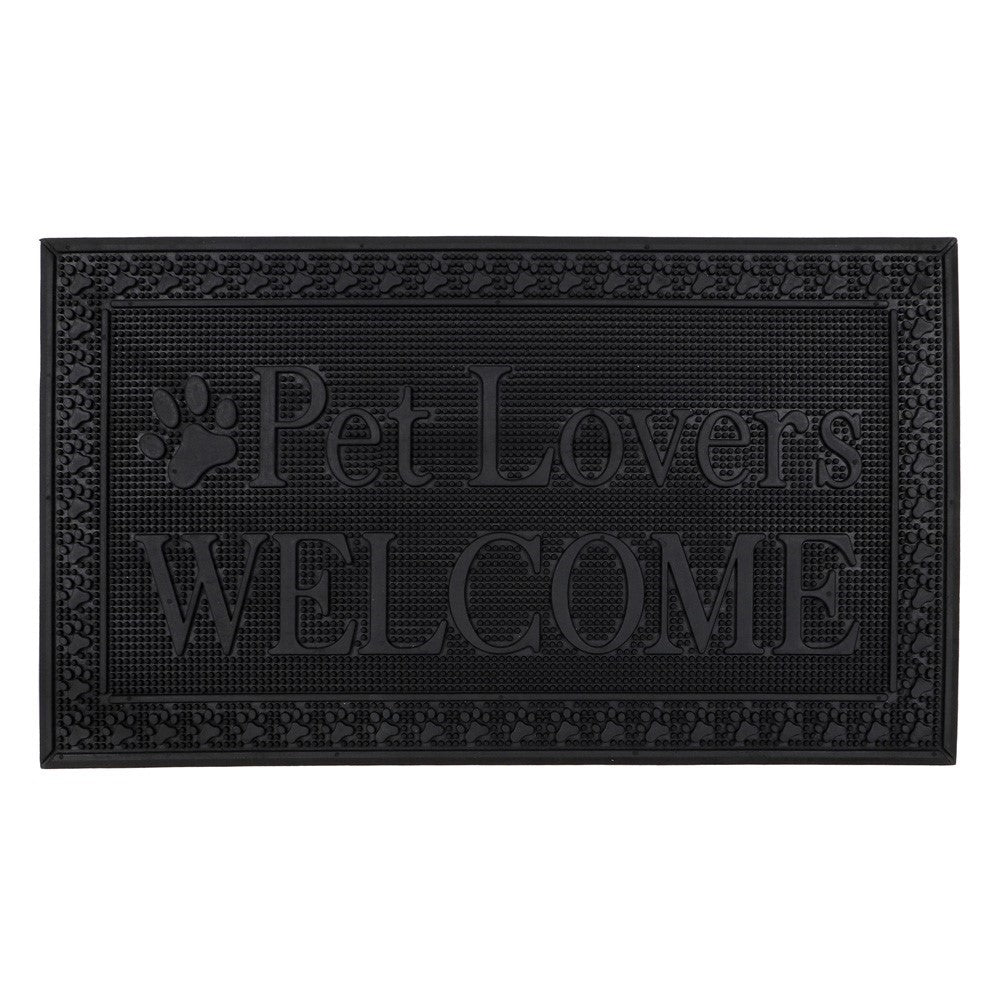 JVL Fauna Pet Lovers Welcome Black Door Mat 40 x 70cm