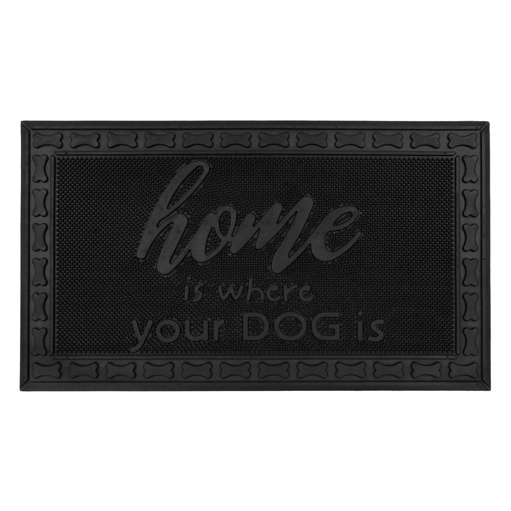JVL Fauna Home Is Where Your Dog Is Black Door Mat 40 x 70cm