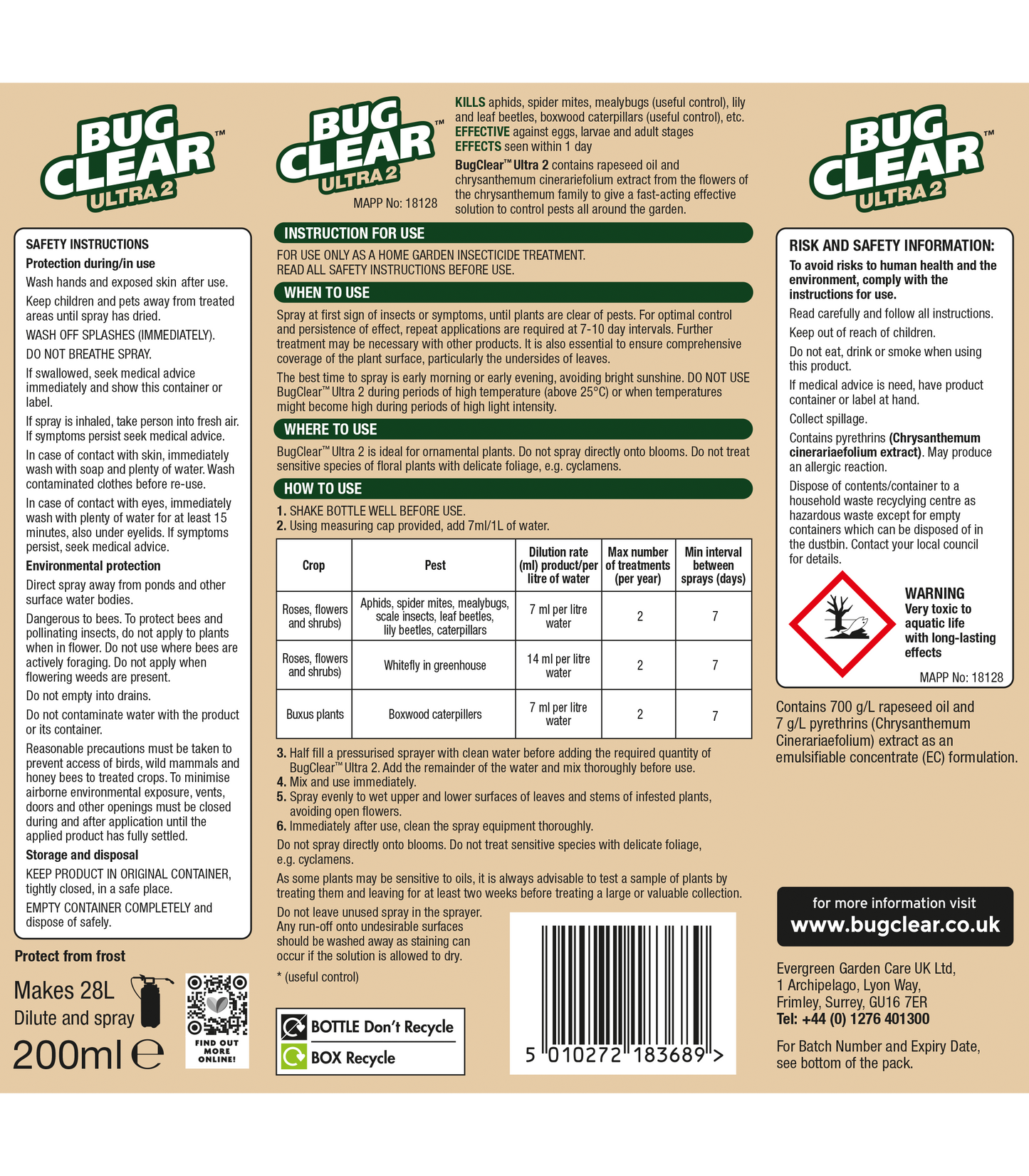 Bug Clear Ultra 2 For Flowers & Shrubs Concentrate 200ml