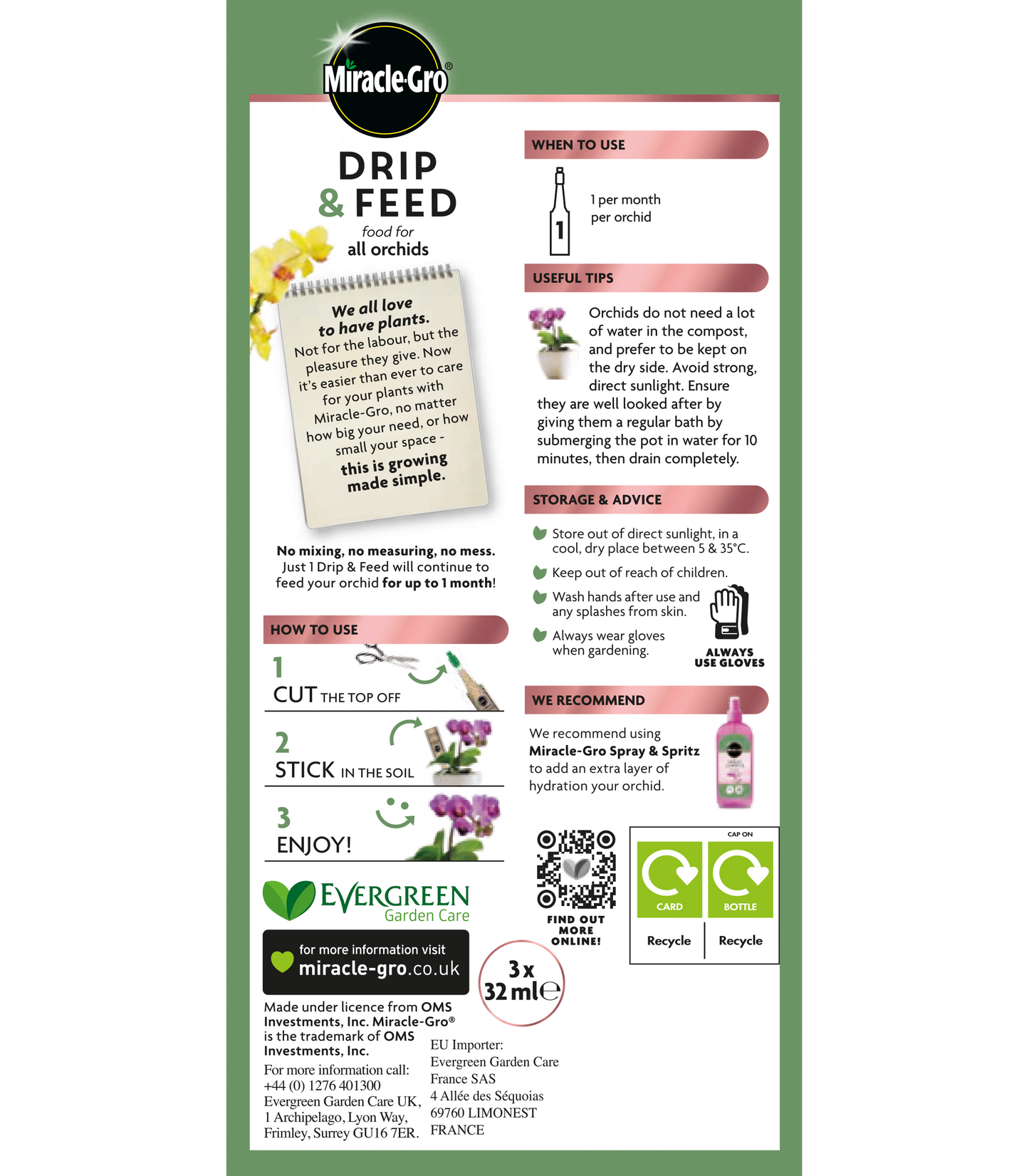 Miracle Gro Drip & Feed Food For All Orchids 3 Pack