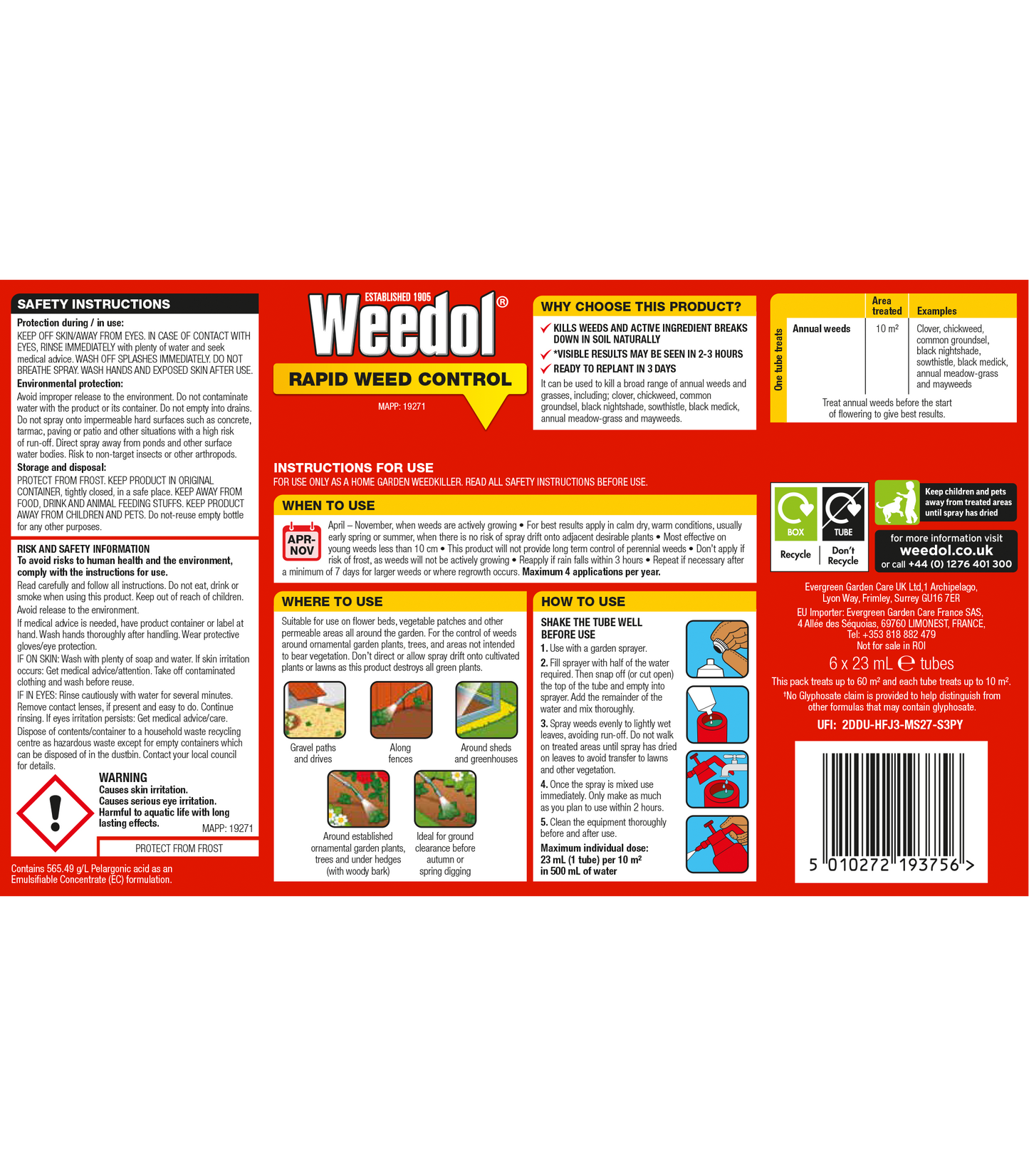 Weedol Rapid Weed Control Concentrate 6 Tubes