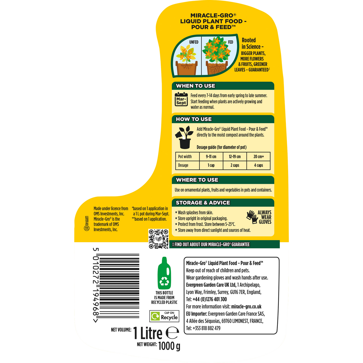 Miracle Gro Pour & Feed Ready to Use Plant Food 1L