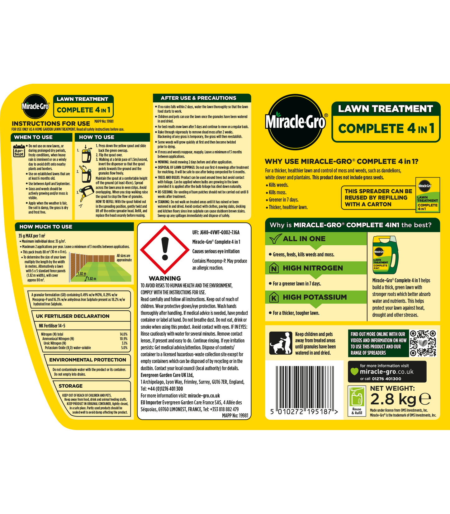 Miracle Gro EverGreen Complete 4 in 1 Lawn Feed 80m2 Spreader