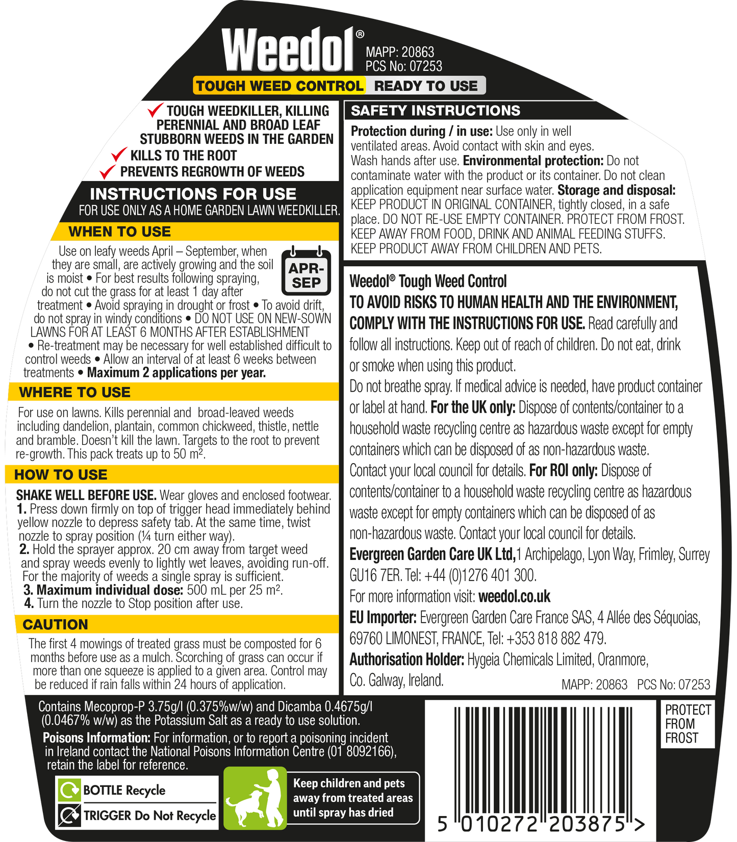 Weedol Ultra Tough Weedkiller Ready To Use Spray 1L