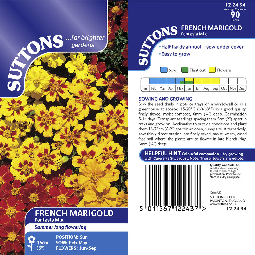 Suttons Marigold French Fantasia Mix Seeds
