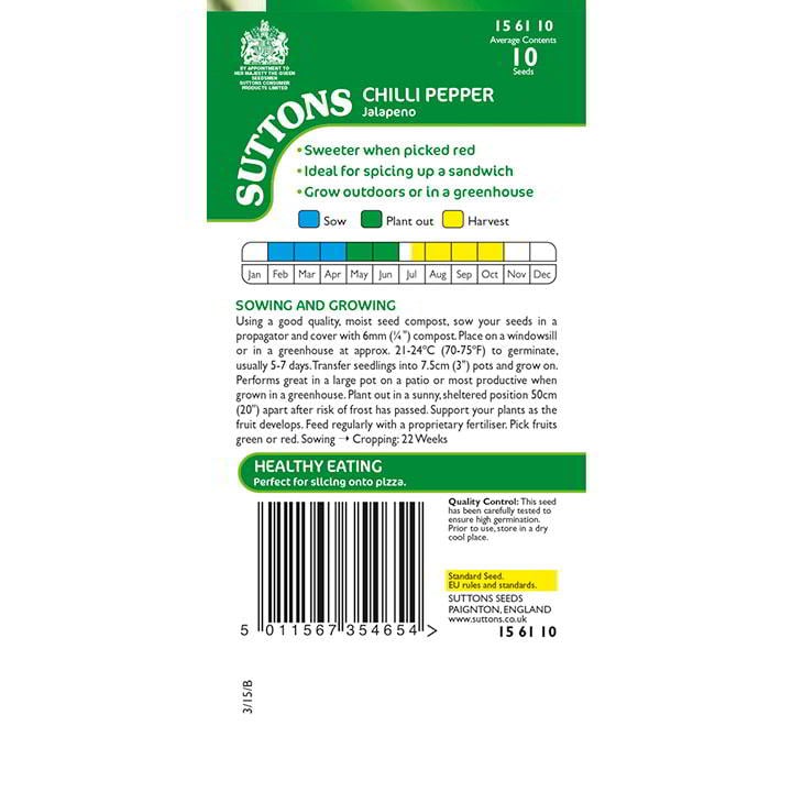 Suttons Chilli Pepper Jalapeno Seeds