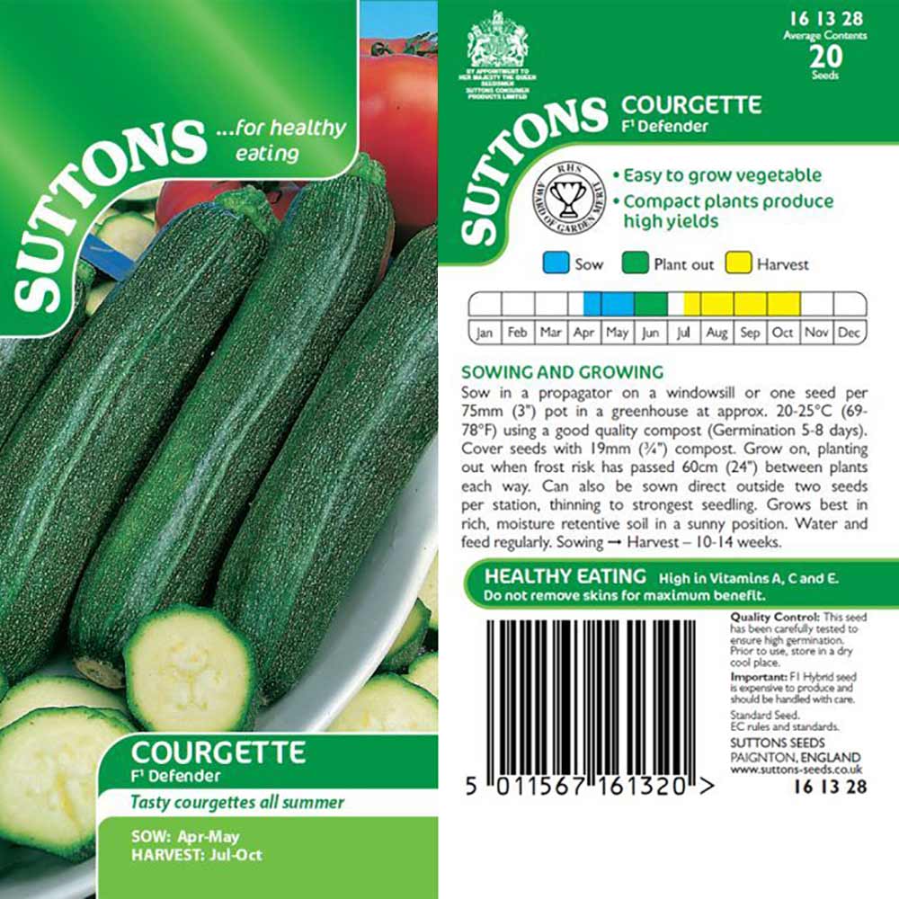 Suttons Courgette Defender F1 Seeds