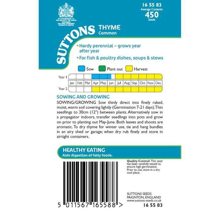Suttons Herbs Thyme Common Seeds