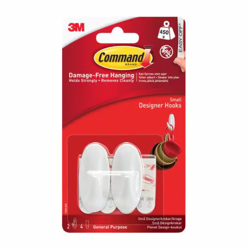 Command Small White Designer Hooks 2 Pack