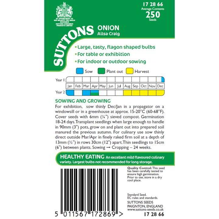 Suttons Onion Ailsa Craig Seeds