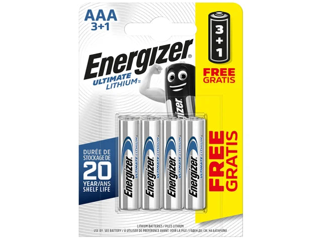 Energizer Ultimate Lithium AAA Batteries 4 Pack