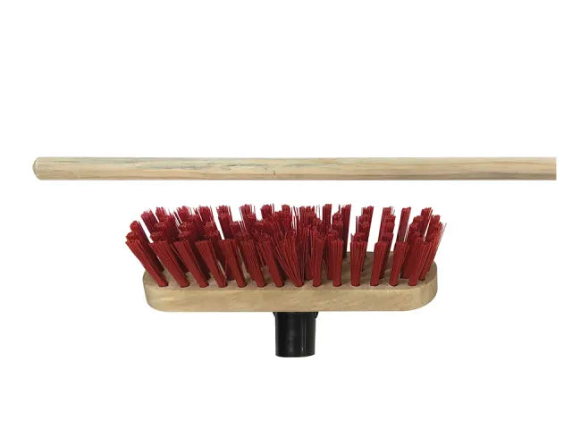 Hillbrush VR18 Red Stiff PVC 225mm Deck Scrubber with Shaft