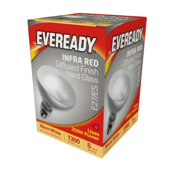 Eveready Infra-Red Heater Lamp ES 250W Warm White