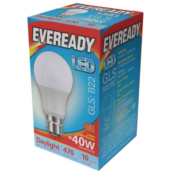 Eveready LED BC 40W Daylight GLS Bulb