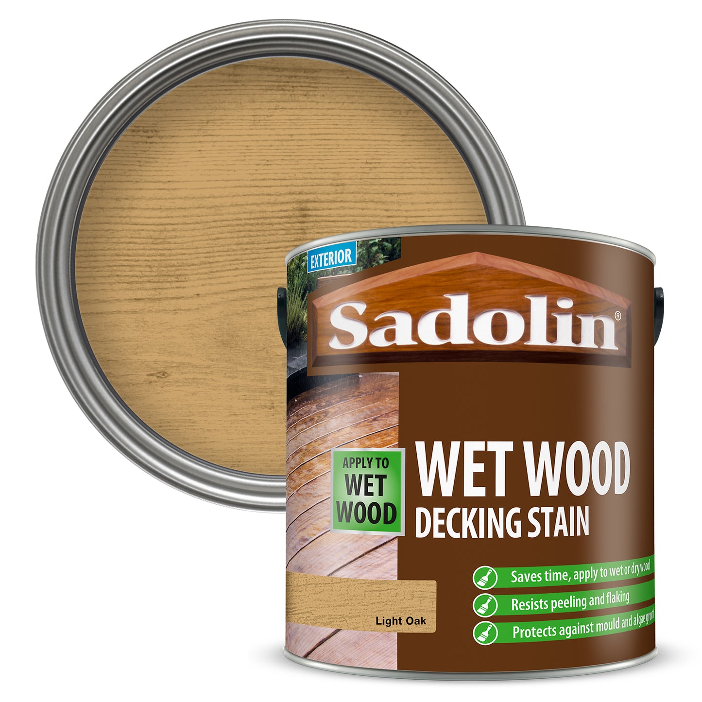Sadolin Wet Wood Decking Stain Light Oak 2.5L