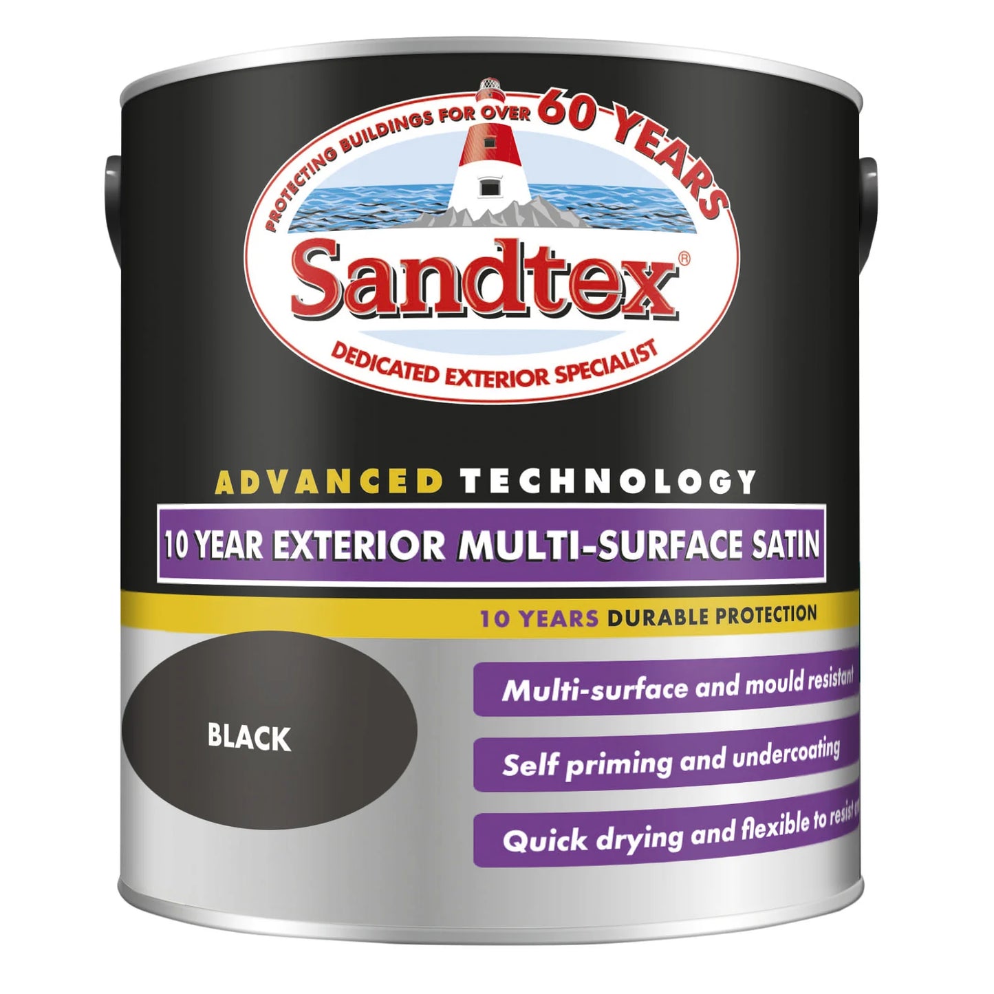 Sandtex 10 Year Multi Surface Satin Paint Black