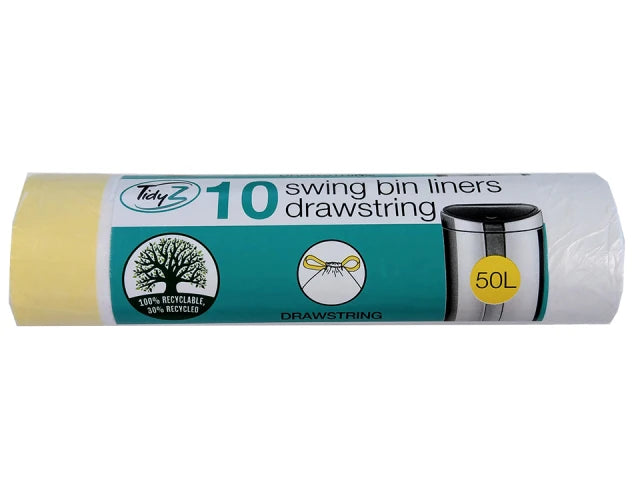Tidyz Drawstring 50L Swing Bin Liners 10 Pack