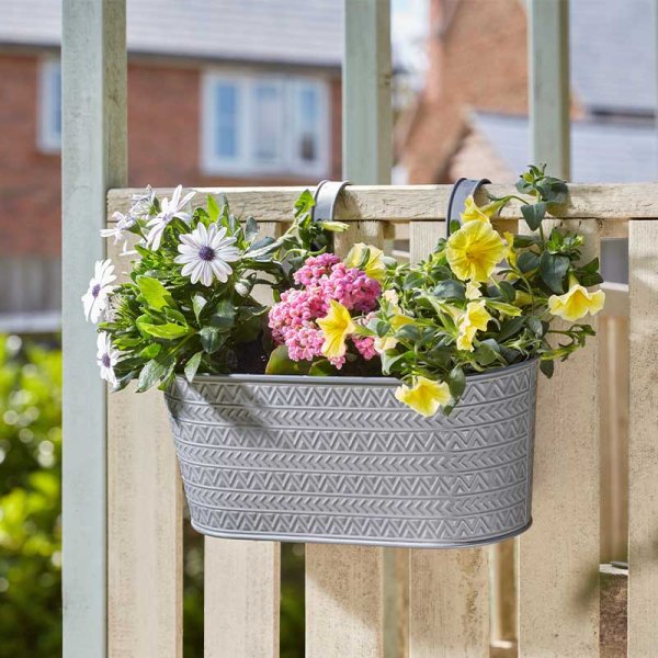 Smart Garden 12" Aztec Slate Fence & Balcony Hanging Planter