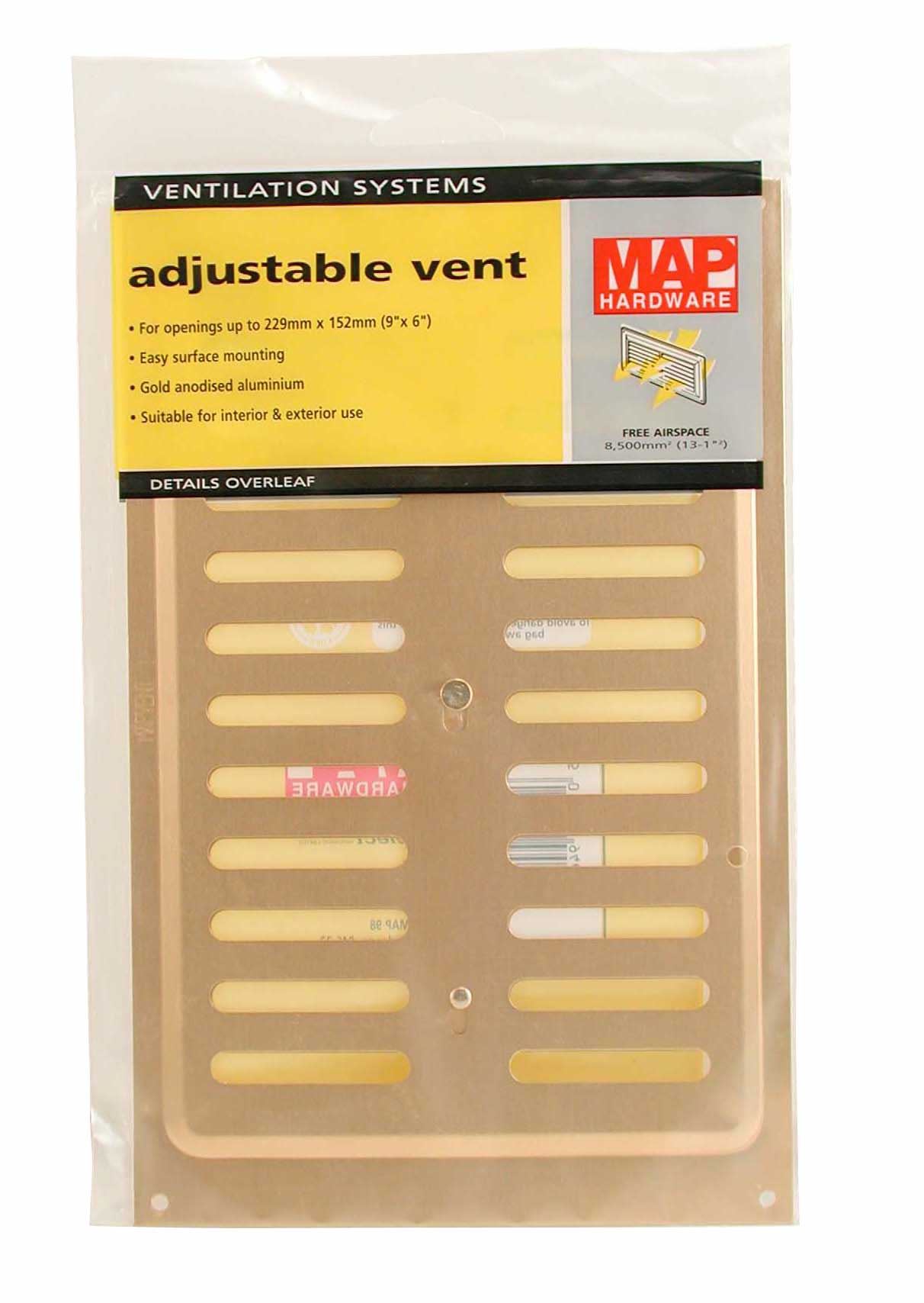 MAP Brass Adjustable Vent 9 x 6"