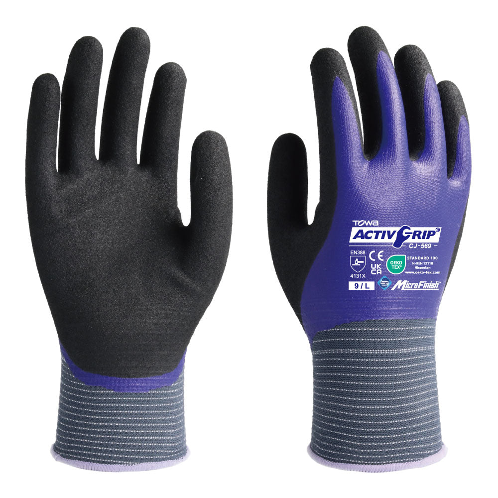 Towa 569 Active Grip Full Coat Work Gloves Size 10 Extra Large
