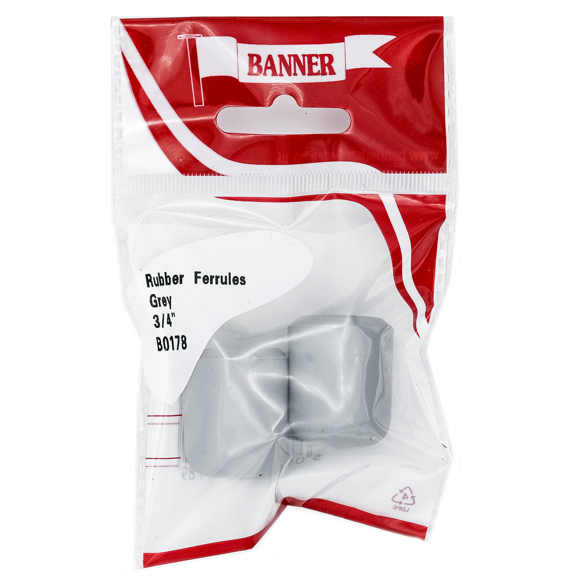 Banner B0178 3/4" Grey Rubber Ferrules 2 Pack