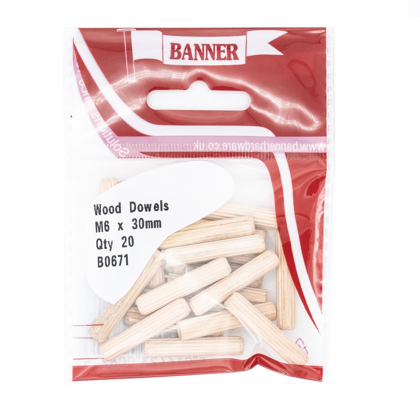Banner M6 x 30mm Wooden Dowels 12 Pack