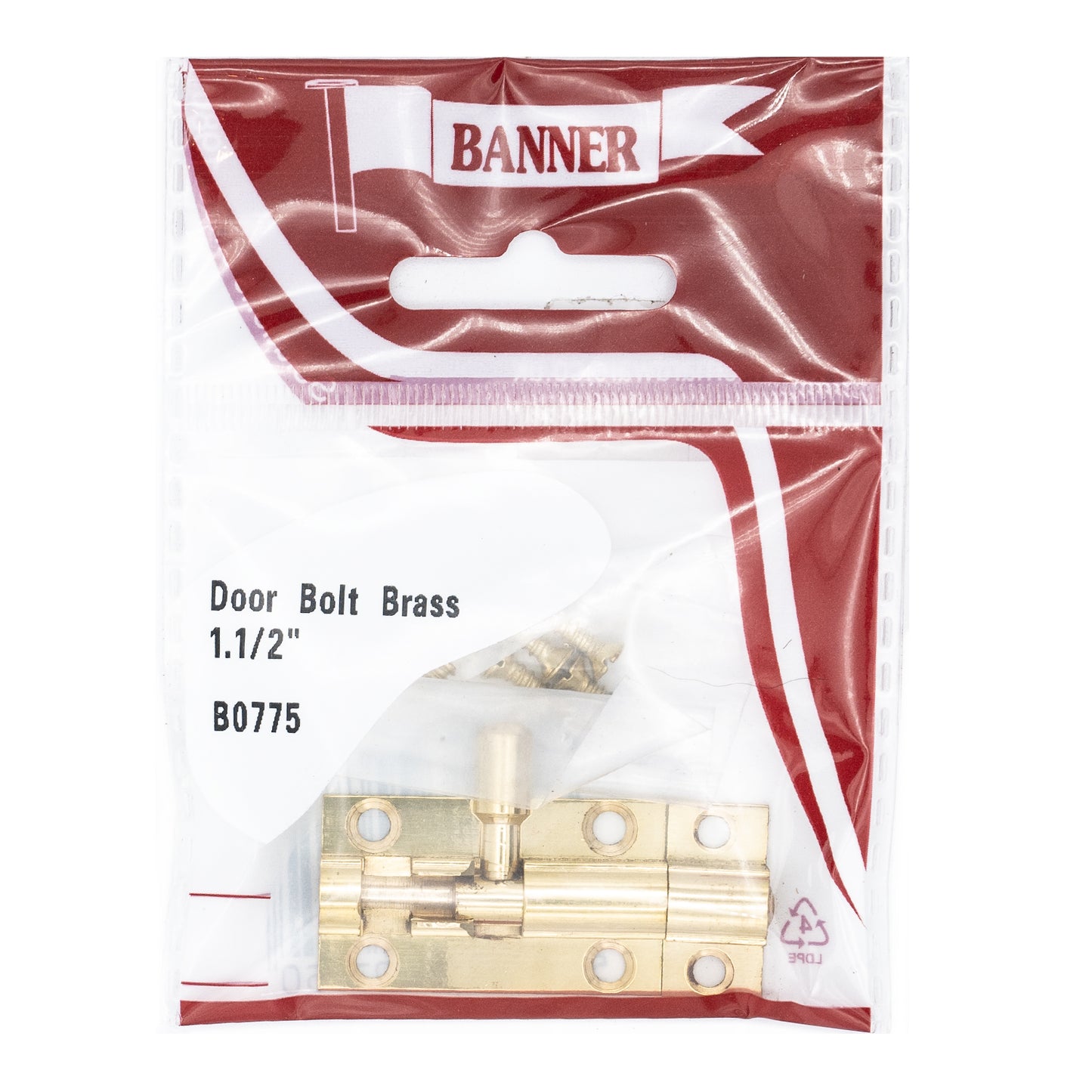 Banner 1 1/2" Brass Door Bolt