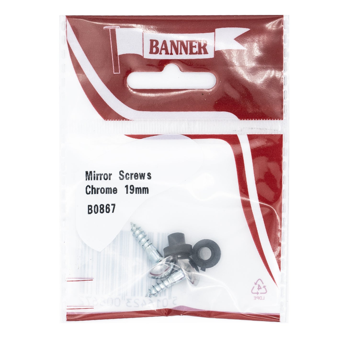 Banner Chrome Mirror Screws 19mm 2 Pack
