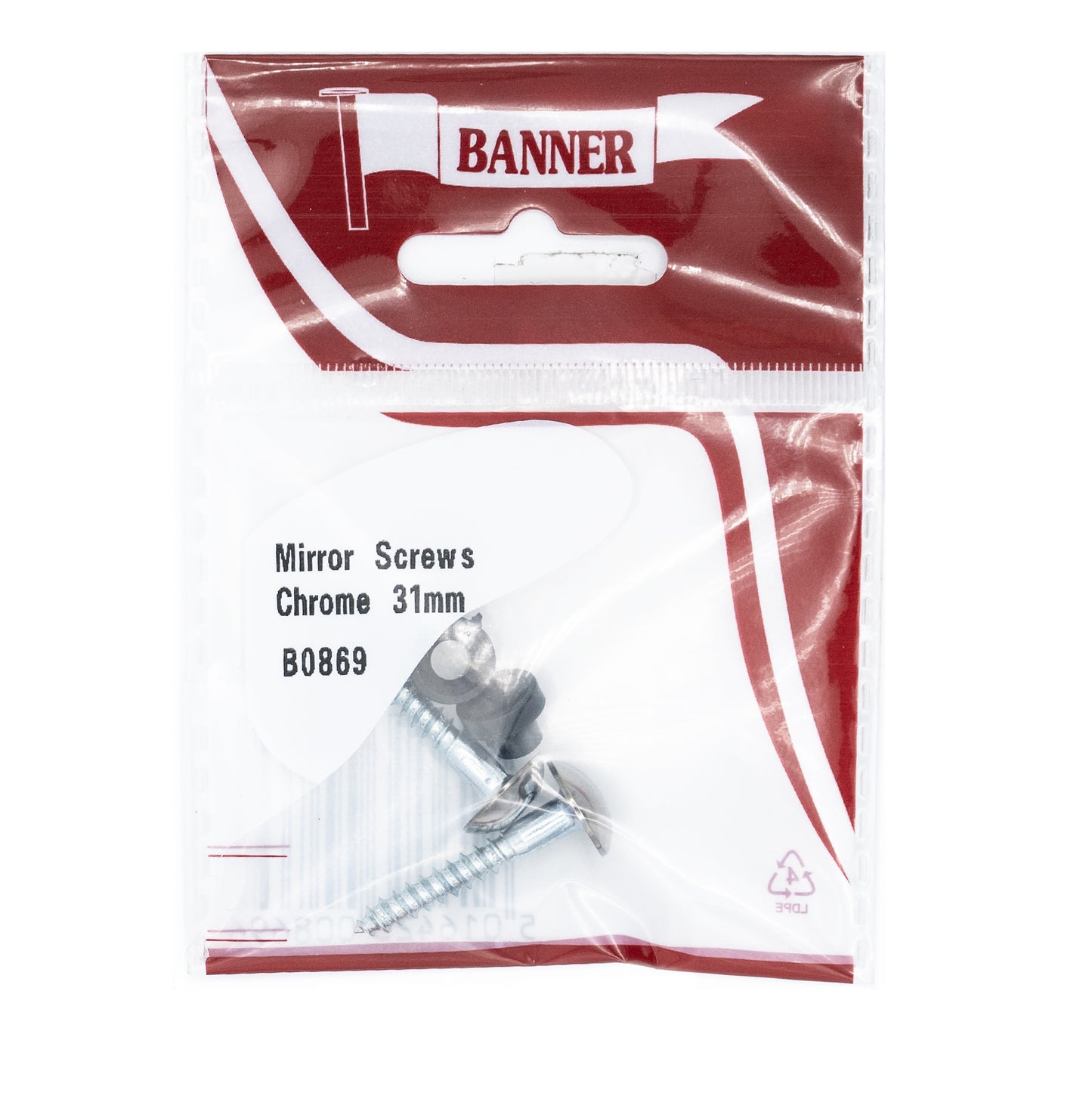 Banner Chrome Mirror Screws 31mm 2 Pack