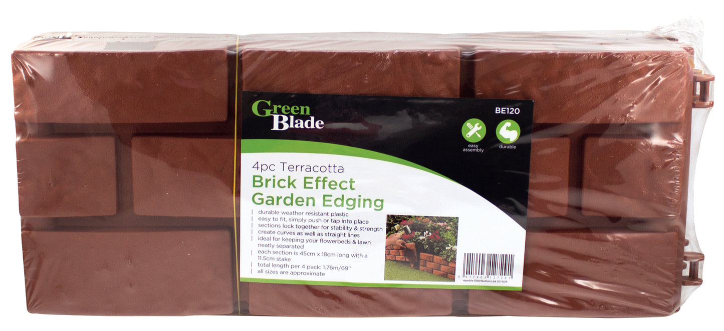 Green Blade BE120 4 Piece Terracotta Brick Effect Garden Edging