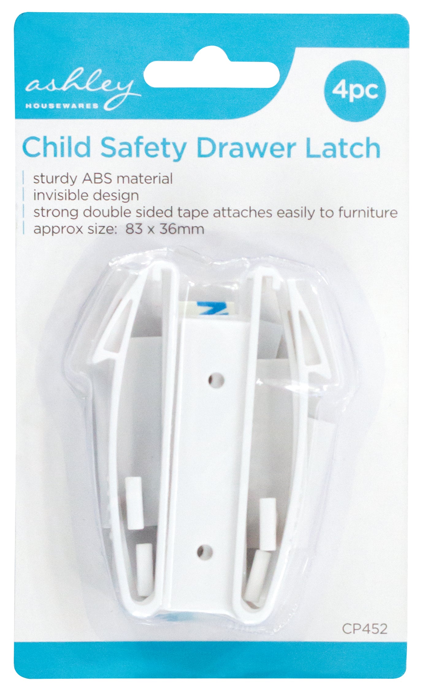 Ashley Self Adhesive Child Safety Drawer Latch 4 Pack