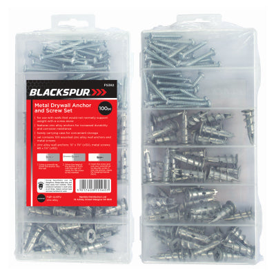 Blackspur FS382 100 Piece Metal Drywall Anchor & Screw Set