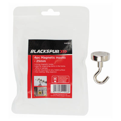 Blackspur 4 Piece 25mm Magnetic Hooks