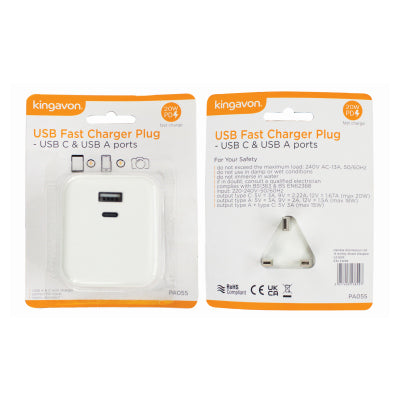 Kingavon USB C & USB A Fast Charger Plug