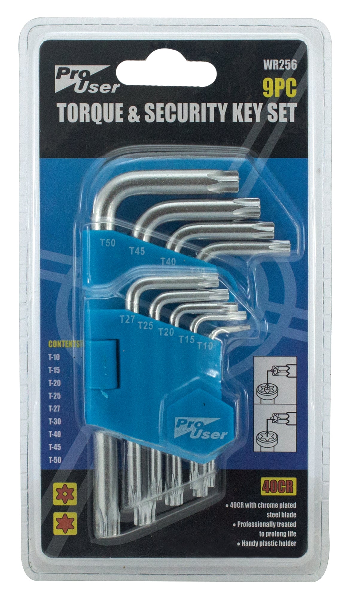 Pro User WR256 9 Piece Torque & Security Key Set
