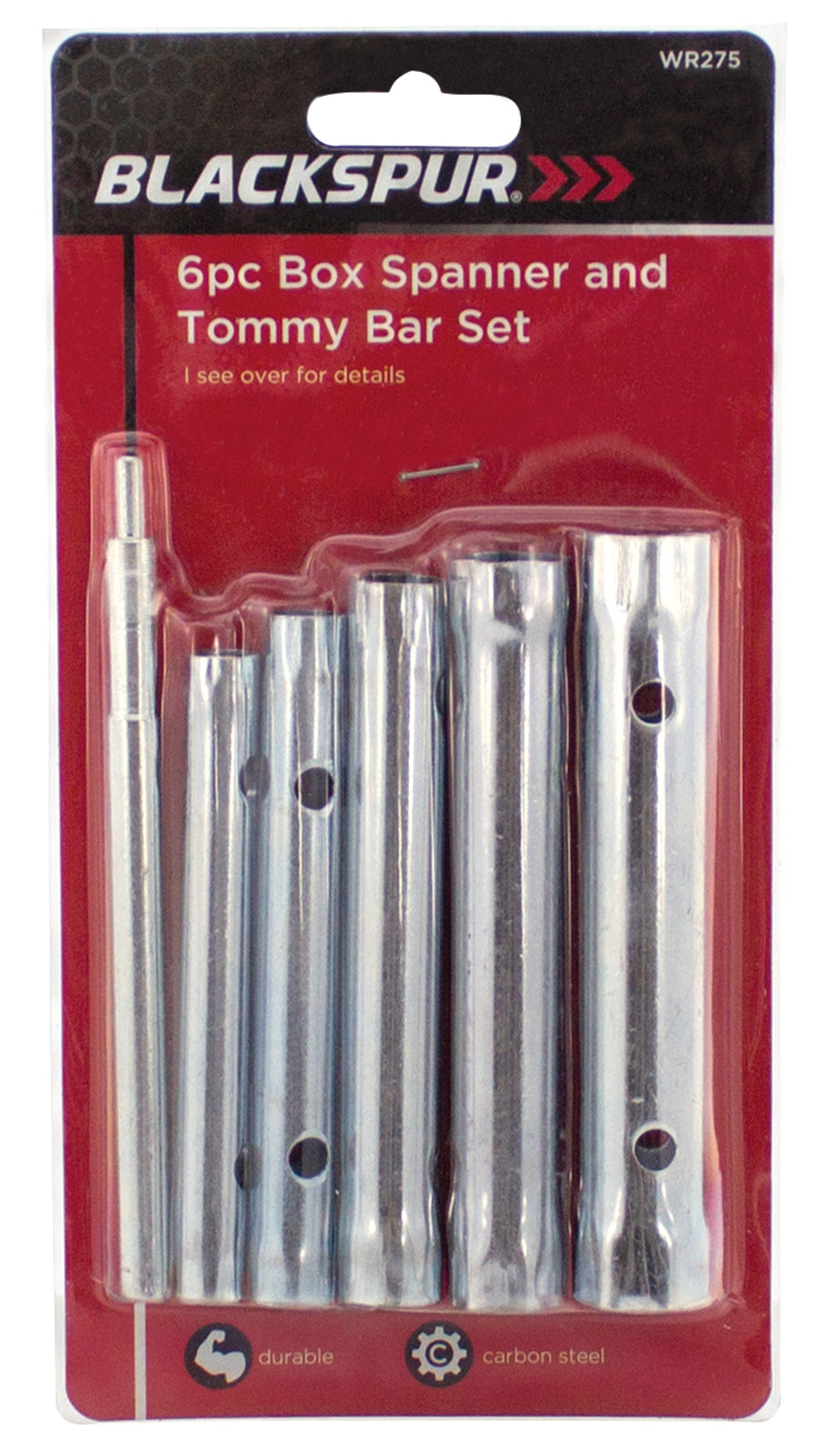 Blackspur WR275 6 Piece Box Spanner & Tommy Bar Set