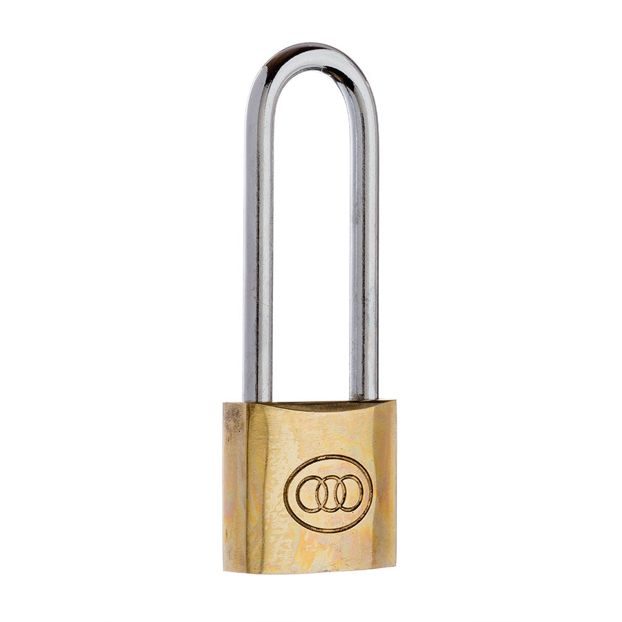 Tri Circle Brass Long Shackle Padlock 32mm