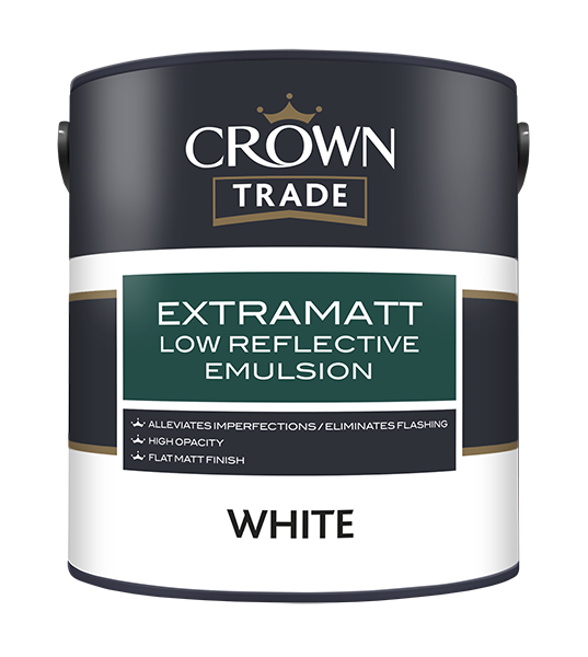 Crown Trade Extramatt Low Reflective Matt Paint White 2.5L