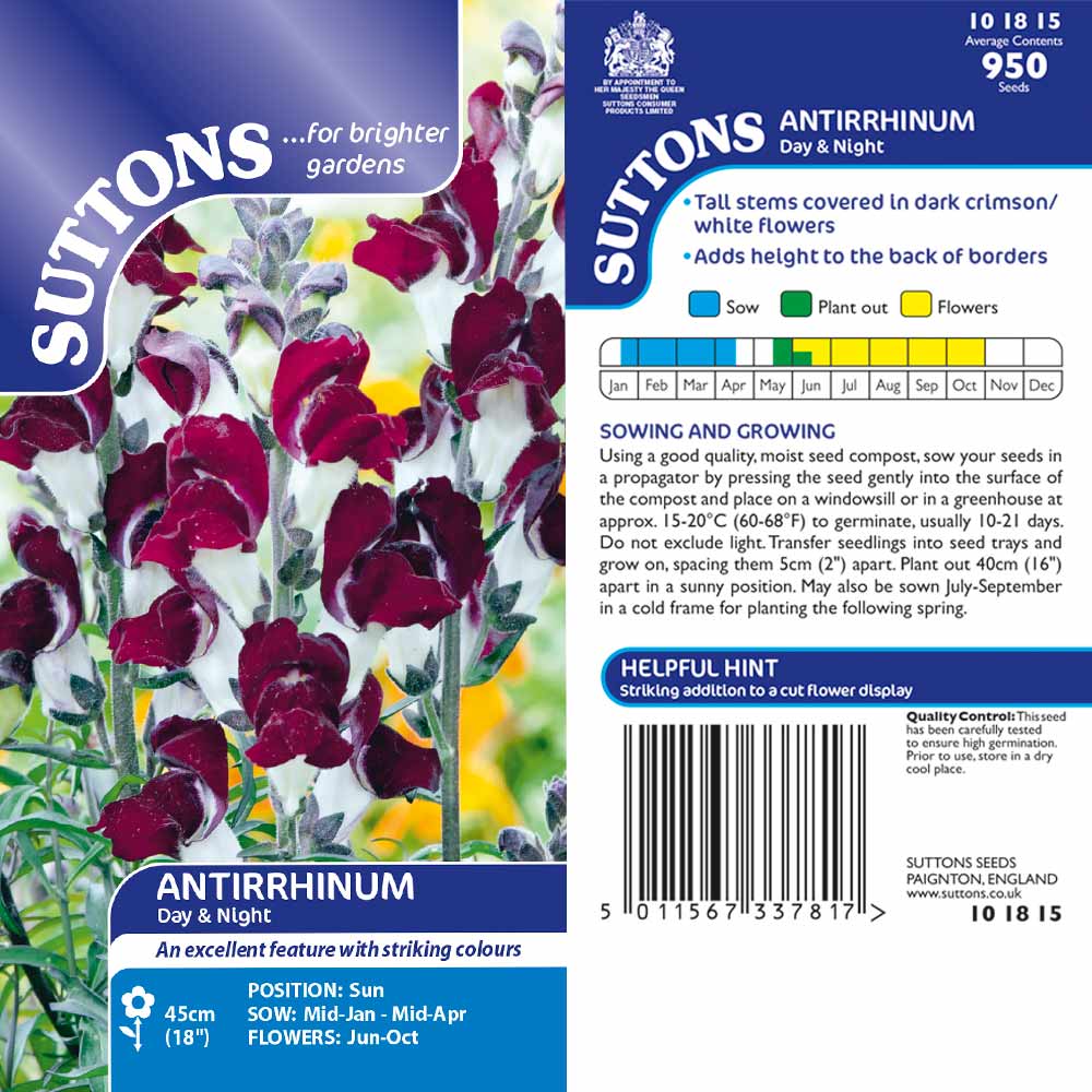 Suttons Antirrhinum Day & Night Seeds
