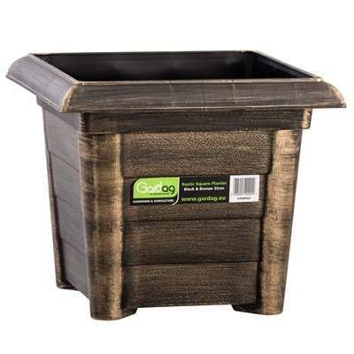 Gardag Rustic Square Planter Black & Bronze 32cm