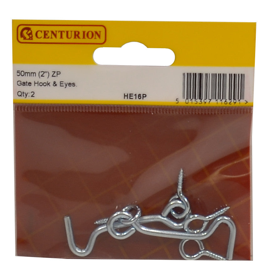 Centurion HE16P 2" Zinc Plated Gate Hook & Eyes 2 Pack