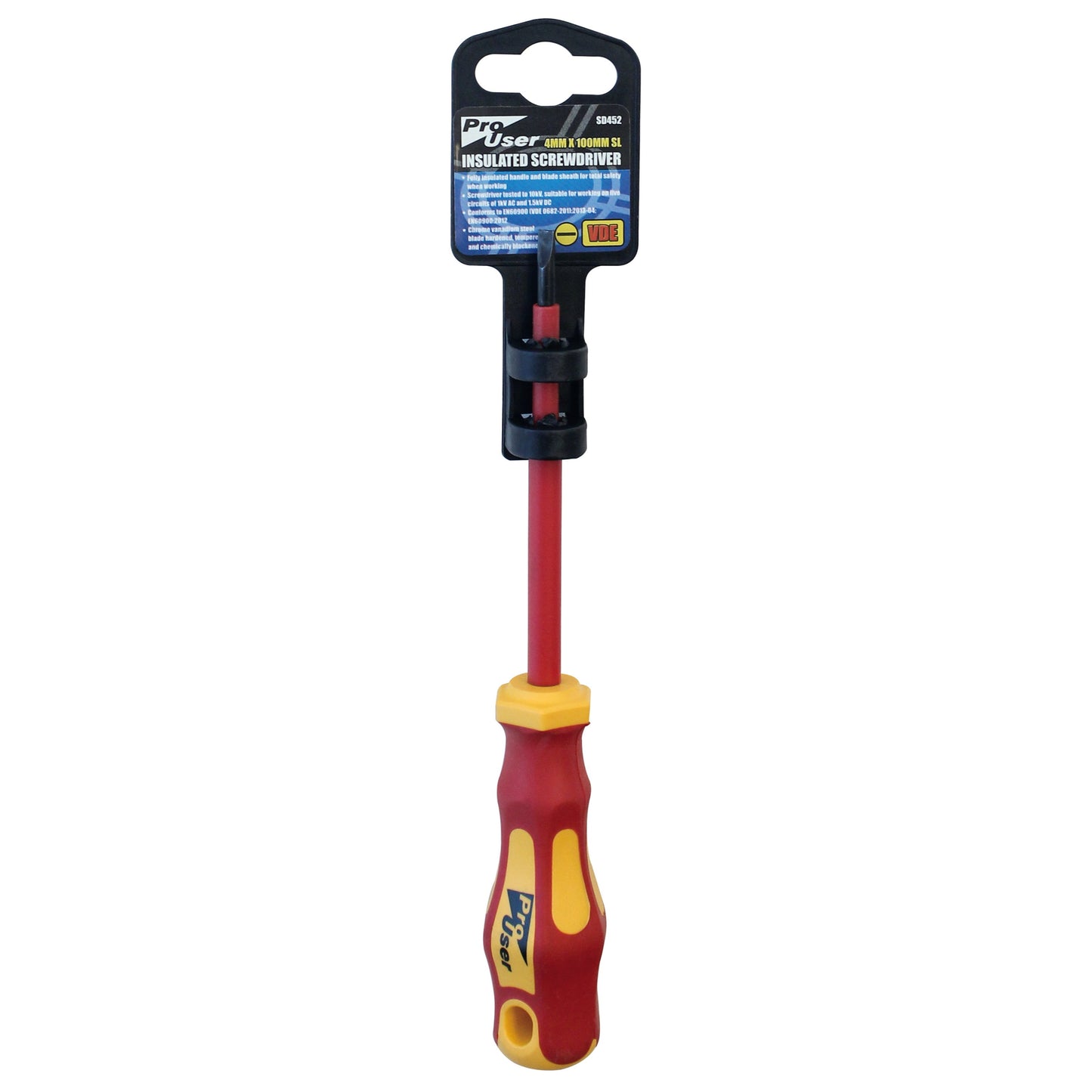 Pro User SD452 4mm x 100mm Slotted VDE Insulated Screwdriver
