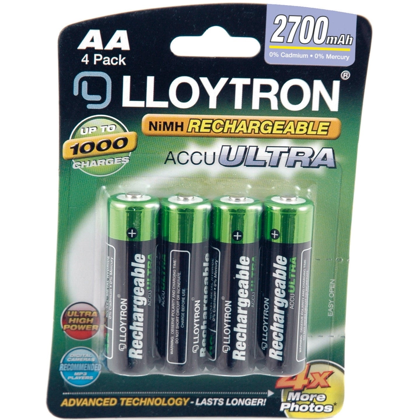 Lloytron 2700mAh Rechargeable AA Batteries 4 Pack