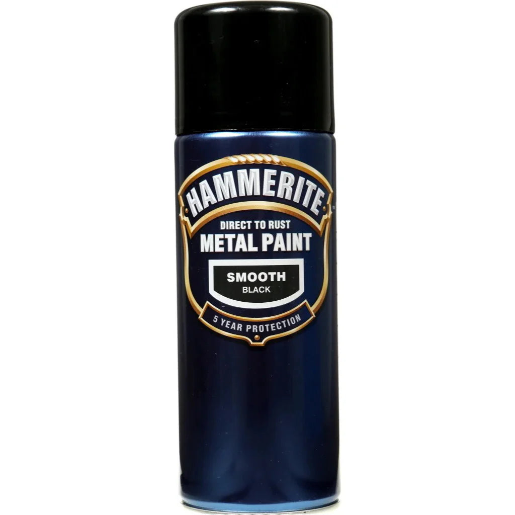 Hammerite Direct to Rust Metal Spray Paint Smooth Black 400ml