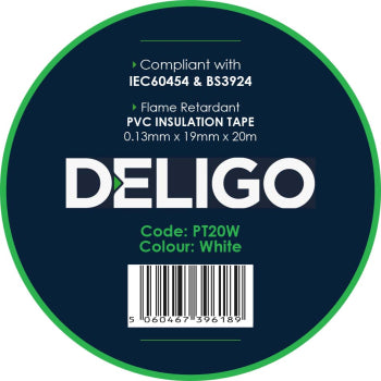Deligo PVC Insulation Tape White 19mm x 20m