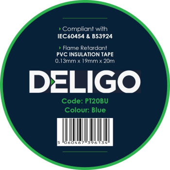 Deligo PVC Insulation Tape 19mm x 20m Blue
