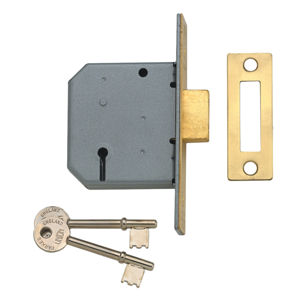 Union 2177 3 Lever Mortice Deadlock 2.5" Brass