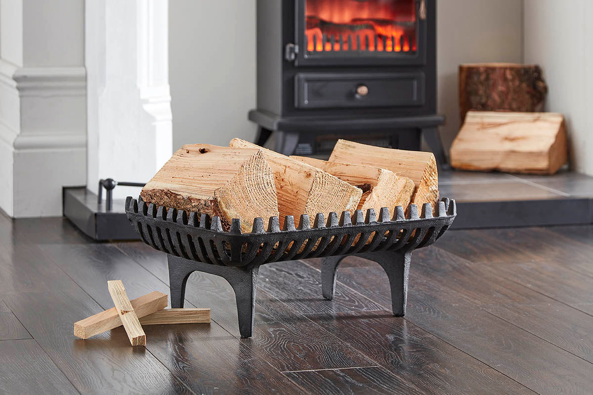 Inglenook Heavy Duty Cast Iron Black Log Basket