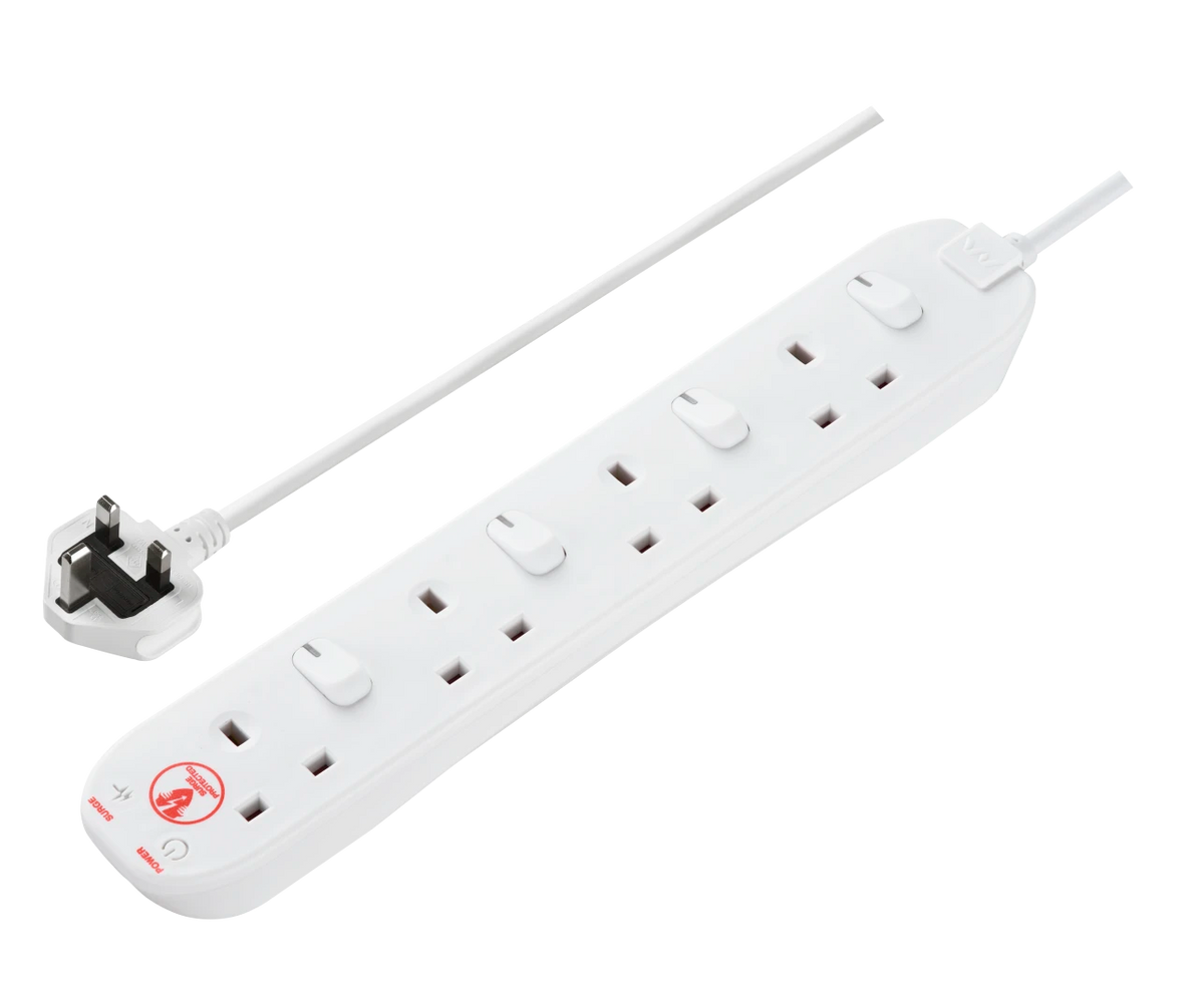 Masterplug 13A 4 Gang 2m Surge Protected Switched Extension Lead