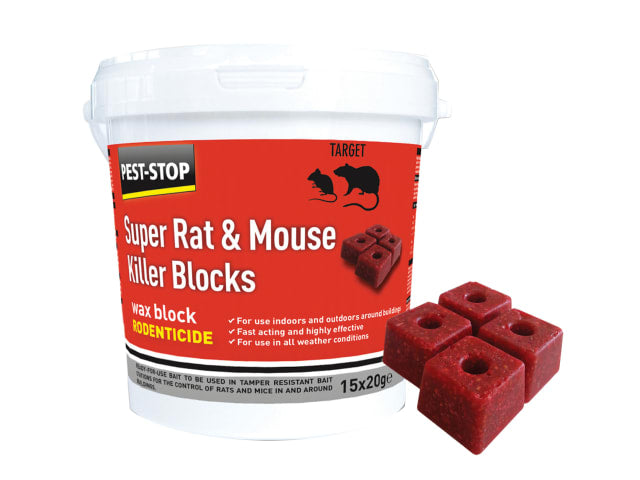 Pest Stop Super Rat & Mouse Killer Blocks 15 Pack